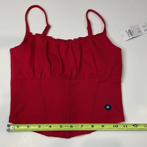 Hollister Red crop corset tank top Women juniors extra small XS ruched boning - Picture 5 of 13